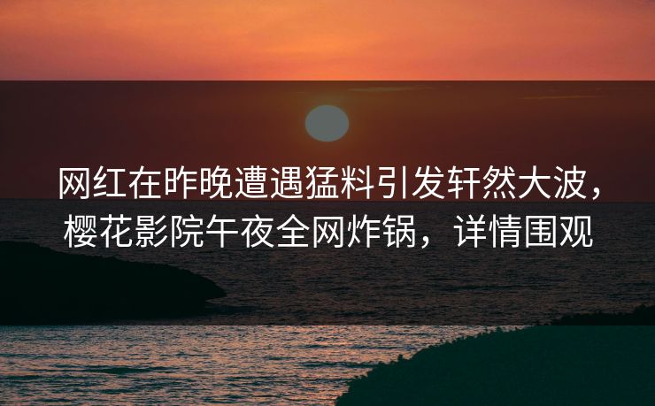 网红在昨晚遭遇猛料引发轩然大波，樱花影院午夜全网炸锅，详情围观
