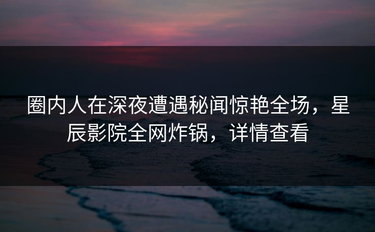 圈内人在深夜遭遇秘闻惊艳全场，星辰影院全网炸锅，详情查看