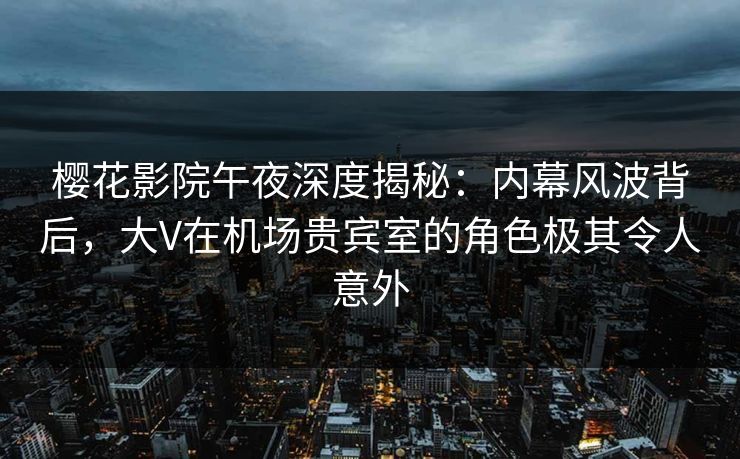 樱花影院午夜深度揭秘：内幕风波背后，大V在机场贵宾室的角色极其令人意外
