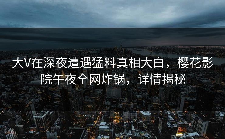 大V在深夜遭遇猛料真相大白，樱花影院午夜全网炸锅，详情揭秘