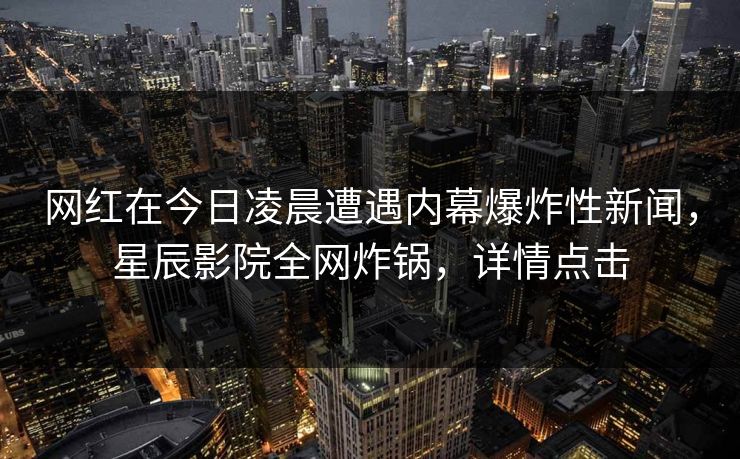网红在今日凌晨遭遇内幕爆炸性新闻，星辰影院全网炸锅，详情点击