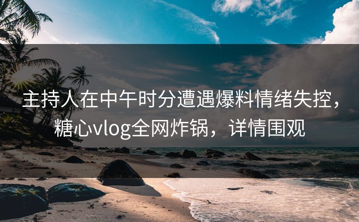 主持人在中午时分遭遇爆料情绪失控，糖心vlog全网炸锅，详情围观